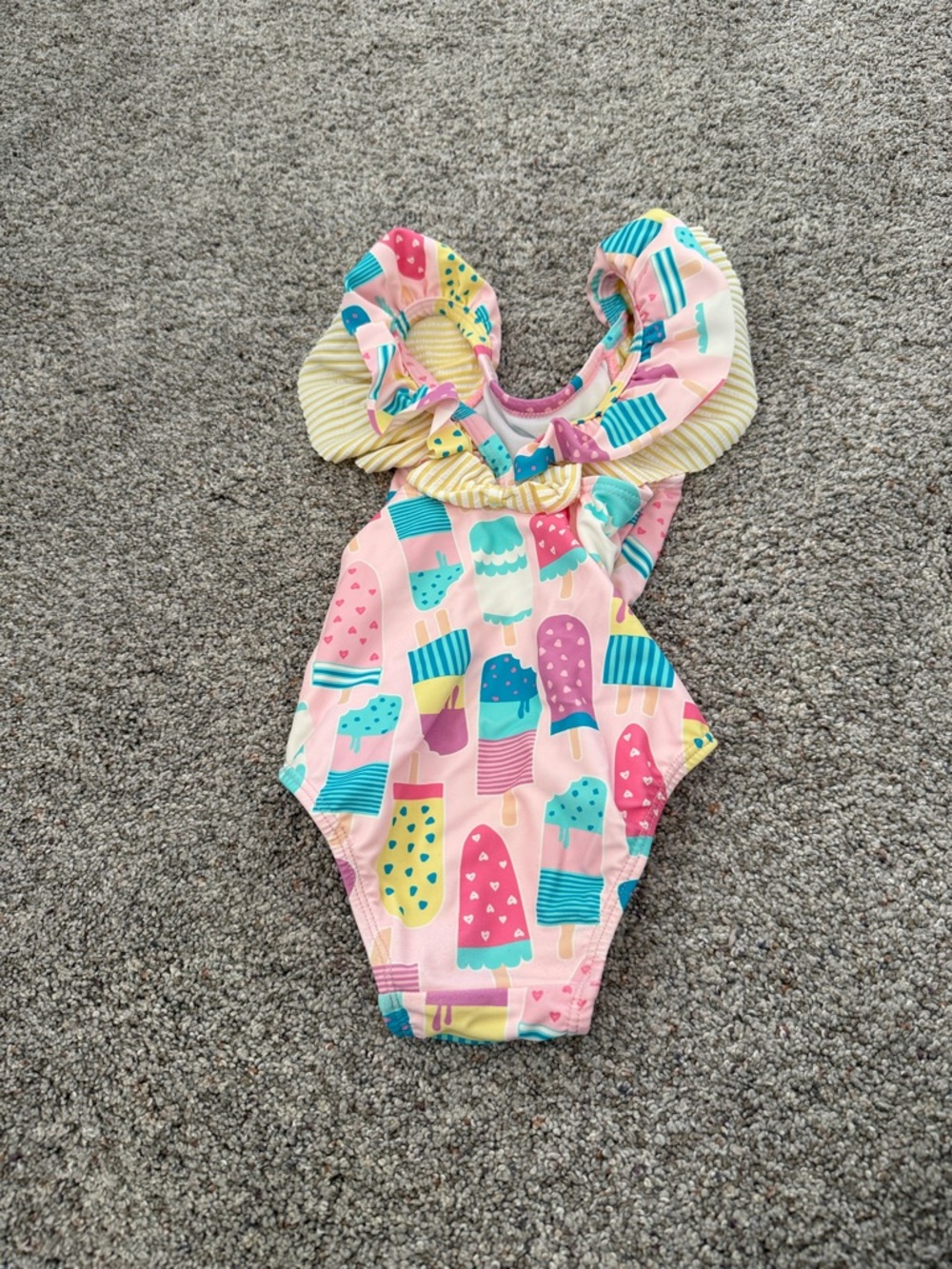 Rufflebutts Ice Cream Social Bow V-Back One Piece Swimsuit 3T - Picture 5 of 8
